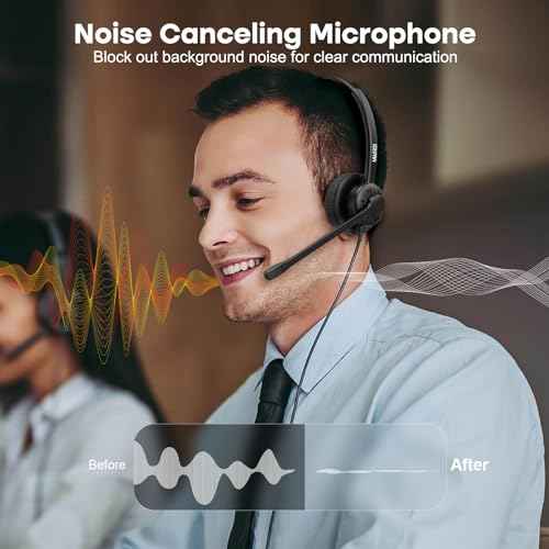 MAIRDI Phone Headset with Microphone Noise Canceling, Telephone Headset for Call Center, Office Headset with RJ9 & 3.5mm Jack for Landline Deskphone Cell Phone PC Laptop, Work for Polycom Avaya