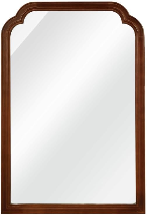 Elountik 20x30 Inch Black Walnut Solid Wood Frame Round Corner Decorative Mirror for Bedroom, Bathroom, Living Room, Entryway Home Decor
