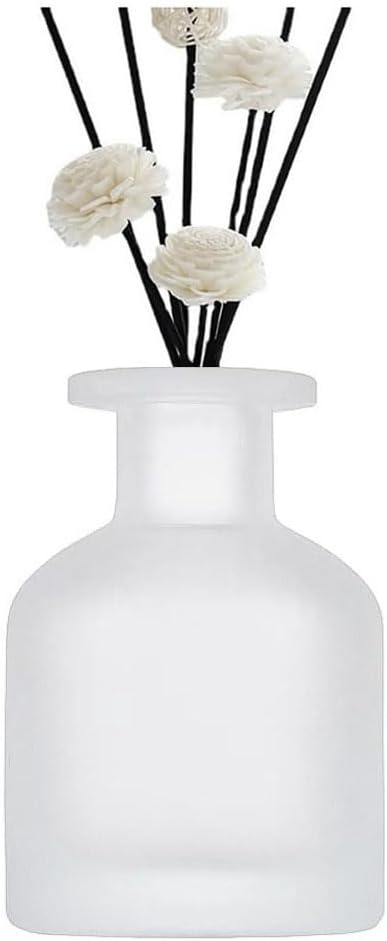 Glass Diffuser Bottles Empty Refillable Glass Container Jar 150ml / 5oz Fragrance Accessories DIY Replacement Diffuser Sticks Sets for Essential Oils Reed Sticks Crafts Spa Home Decoration (White)