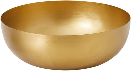 Serene Spaces Living Vintage Gold Decorative Iron Bowl, Table Centerpiece, Fruit Bowl, Floating Candle-Holder, Flower Bowl Vase, Potpourri, Catchall, Dining Table, 12" Diameter & 4" Tall, Single