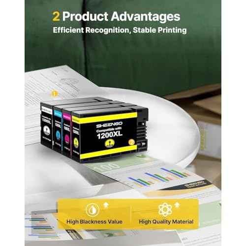 SHEENGO 1200XL Ink Cartridges Compatible Replacement for Canon Maxify 1200 Ink PGI-1200 XL Work with Mb2720 Mb2320 Mb2020 Mb2120 Mb2350 Printer (Black, Cyan, Magenta, Yellow, 4 Pack)