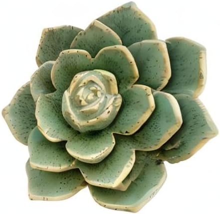 Ceramic Succulent Flowers Table Top with Stable Base, 3D Handmade Tablescape Decorative (Green)