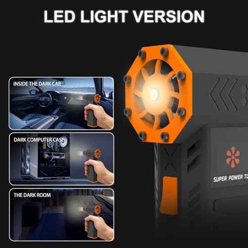 Mini Blower-350000RPM 3-Gear Adjustable Electric Duster with LED Display and Light, Rechargeable Electric Air Broom Dust Blower for Keyboard, Car, Replace Compressed Air Can