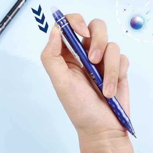 6 Pcs Erasable Gel Ink Retractable Pens - 0.5mm Fine Point, Black Ink, Smooth Writing for Office, School, Women, Men, Girls, Boys