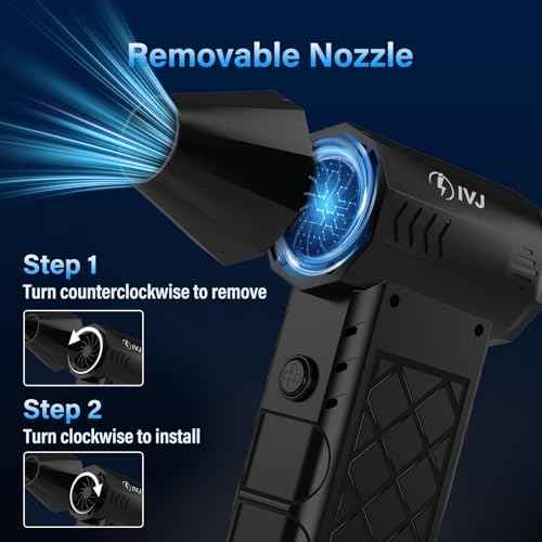 IVJ Compressed Air Duster, 130000RPM 4-Gear Adjustable Mini Electric Air Duster with Brushless Motor, Rechargeable Cordless Air Duster for Keyboard, Computer, House, Car, Replaces Compressed Air Can