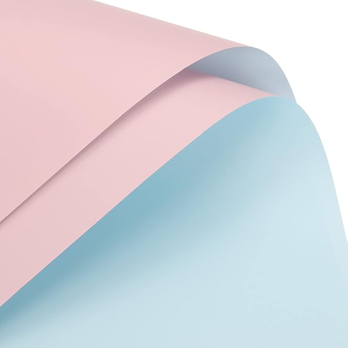 MECCANIXITY 10 Pcs Double Sided Color Flower Wrapping Paper Light Pink+Light Blue 22.8"x22.8" Waterproof for Florist Bouquet Supplies, DIY Crafts, Gift Box Packaging