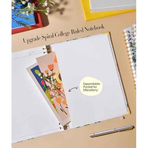 Cute Spiral Notebook Journal for Women, 200 Pages Lined Notebooks 8.5¡± x 11¡±, A4 Large Hardcover Spiral Journals with 100 GSM Thick Paper, College Ruled Notebook for Writing Work School, Orange Floral