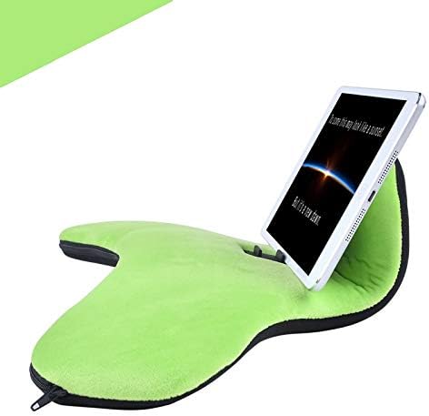 OKATOPGEAKO Multi-Angle Soft Pillow Lap Stand for Tablets, iPads, Mobile Phones, eReaders, Books, Magazines, Fits Upto 12.9" Pad(Grass-Green)