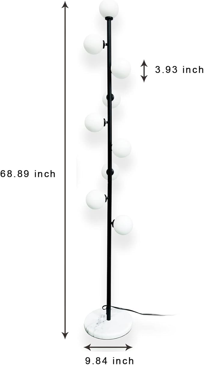 Hsyile Modern Creative Black Floor Lamp for Living Room,Bedroom,Office,Globe High Pole Standing Lamp, Tree Lamp,9 Bulbs Included