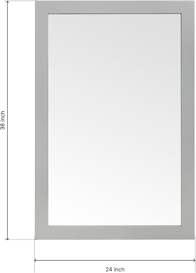 ARIEL Rectangular Wooden Mirror 24" x 36" in Grey, Flexible Horizontal/Vertical Hanging for Bathroom, Vanity, Entryway & Living Room Decor, Farmhouse Style