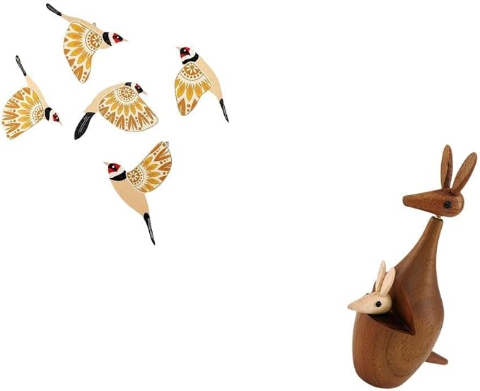 Fenteer Wooden Bird Wall Figurine Animal Statue Decorative Ornament Wooden Crafts Made from Wood Suitable for Home Decoration Gift Giving Par