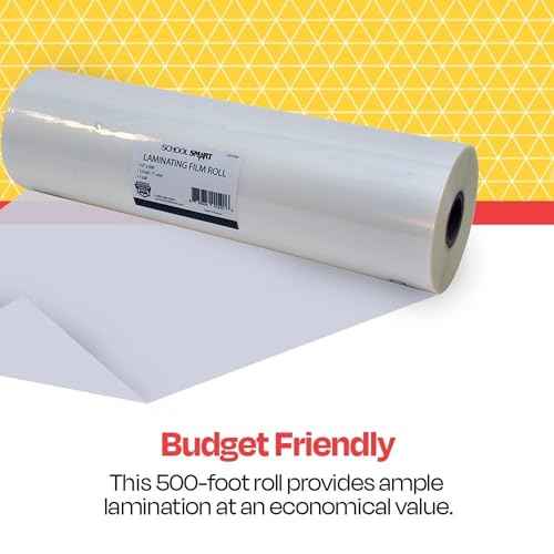 School Smart Laminating Film Roll, 12 Inches x 500 Feet, 1.5 mil Thick,1 core, High Gloss