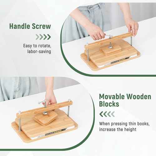 JFNoraiva Book Press, 11 * 7.9 in Bamboo Wooden Book Binding, Portable Books Binding for DIY & Beginners Bookbinding