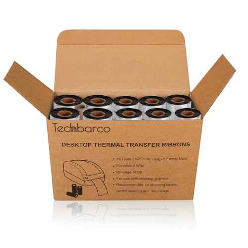 10 Rolls Desktop Thermal Transfer Ribbons -Enhanced Wax, 4.33" x 244'(110mm x 74m), 0.5" Core, for Zebra Desktop Printer