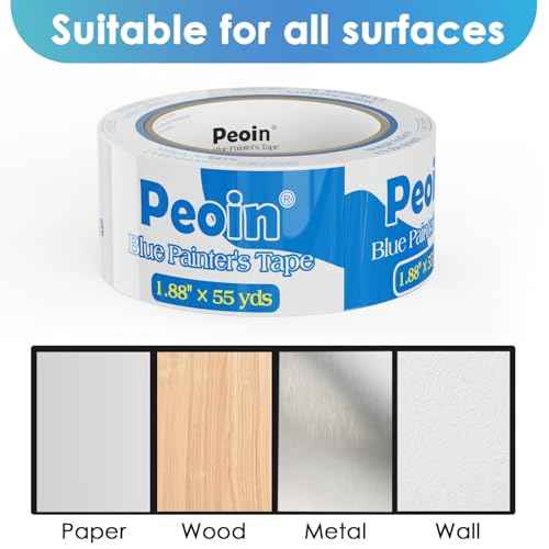 Blue Painters Tape 2 Inch Wide Bulk, 24 Roll Painting Tape Blue Masking Tape for Painting Wall DIY Edge, Paint 1.88 Inch 55 Yards X 24 Rolls 1320 Total Yards