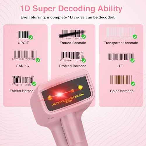 USB Wireless Barcode Scanner,Symcode Handheld Laser 1D Bar Code Reader Scanner (2.4GHz Wireless & USB2.0 Wired) Rechargeable Cordless 1D Barcode Scanner