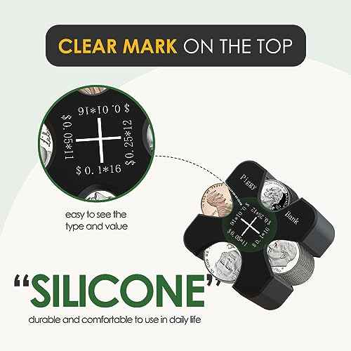 Vcertcpl Car Coin Holder - Silicone Change Organizer for 55 Coins, Portable Storage for Penny, Nickel, Dime and Quarter (Black)