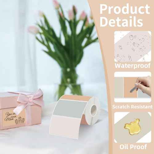 Starboling 3" x 2" Thermal Labels,Self-Adhesive Rectangle Thermal Printer Sticker,for Price,Barcode,Mailing,Name£¨Beige Gradient£©