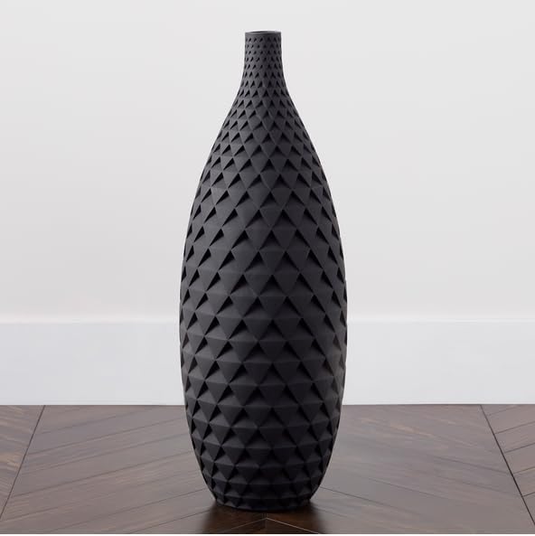Z Gallerie Cairo Floor Vase - Geometric Faceted Tall Vessel (Plant Not Included) - Black