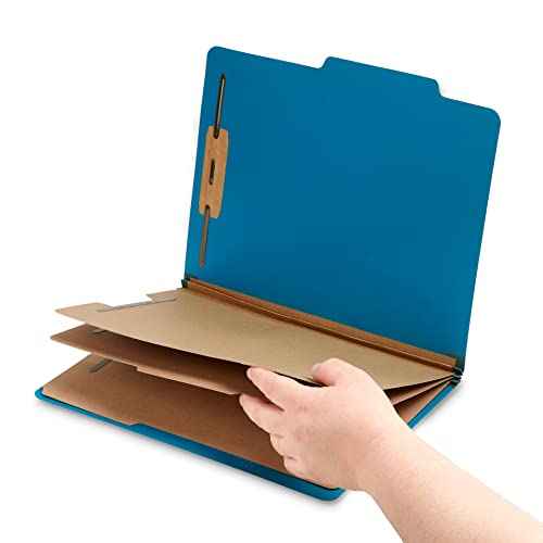 Blue Summit Supplies Dark Blue Classification Folders, 3 Dividers, Letter Size with 2 Inch Tyvek Expansions, Use for Organizing Medical Records & Client Files, Great as Lease Folders, 10 Pack