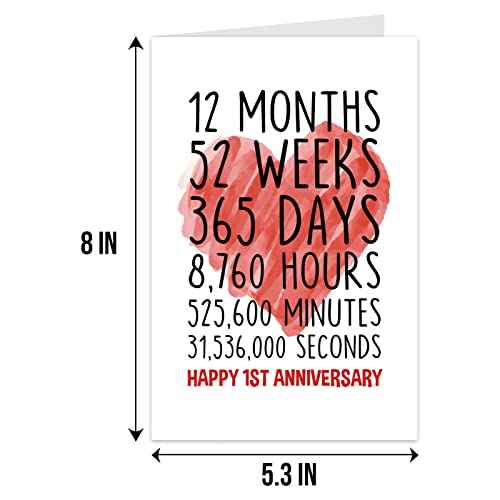 Qiliji Happy 1st Anniversary Card for Him Her, First Wedding Anniversary Greeting Card, Funny One Year Together Anniversary Card