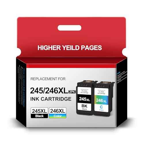 PG-245XL CL-246XL Black/Color Ink Cartridges Replacement for Canon 245XL 246XL Combo Pack for PIXMA TS3322 TR4522 MG2522 MX490 MX492 TR4520 TS3320 TS3300 TR4500 MG2500 Printer (1 Black 1 Tri-Color)