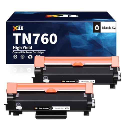 XJI Compatible Toner Cartridges Replacement for Brother TN760 TN-760 TN730 TN-730 High Yield (Black, 2 Pack), for DCP-L2550DW DCPL2550DW HL-L2350DW L2390DW L2395DW MFC-L2710DW MFCL2710DW Printer