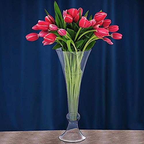 4 pcs 18" Tall Clear Glass Trumpet Vases for Wedding Centerpieces | 18 Inches Planter Flowers Container for Party Event Home Decorations Cheap Bulk Supplies for Reception & Table Display