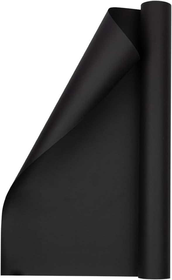 JAM Paper Gift Wrap - Matte Wrapping Paper - 26.3 Sq Ft (17 in x 18 Ft) - Matte Black - Roll Sold Individually