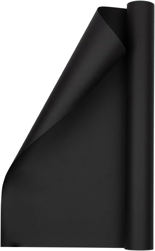 JAM Paper Gift Wrap - Matte Wrapping Paper - 26.3 Sq Ft (17 in x 18 Ft) - Matte Black - Roll Sold Individually