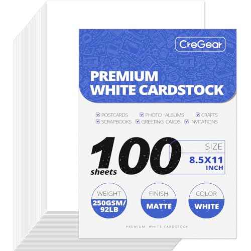 100 Sheets White Cardstock Paper, Cardstock Printer Paper 8.5 x 11, 92lb/250gsm Card Stock, Heavy Thick Printing Papers, Copy Papers for School Office Supply,DIY Card,Art, Tag,Invitation,Construction