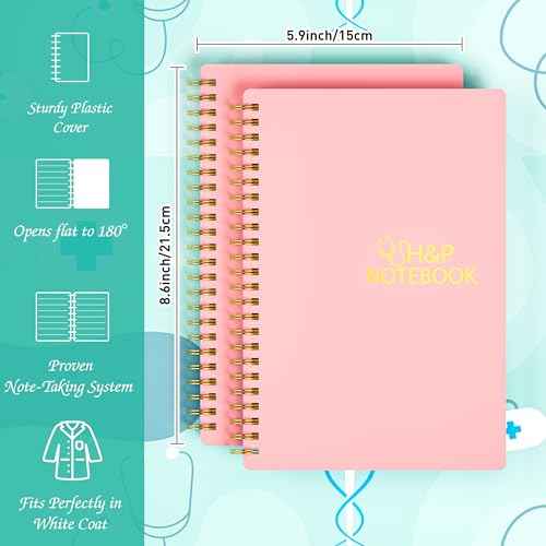 H&P Notebook - Medical History and Physical Notebook for Medical Professionals and Students, Inclusive Medical Terminology, Fits in White Coat, 100gsm Thick Paper, A5(5.9 x 8.6 inches) (Pink)
