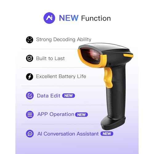 Inateck AI Barcode Scanner Bluetooth, 1D Handheld Scanner Wireless, Handheld Scanner with APP and SDK, 1 Charge 3 Months, BCST-21 AI