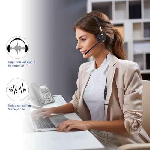 Arama Phone Headset for Cisco Landline, Noise Canceling Microphone Mute Switch Telephone Headset Compatible with Cisco IP-7821 7841 7942G 7931G 7940 7941G 7945G 7960 7961G 7962G 7965G 7975G 8811 8841