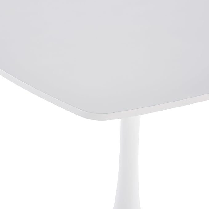 31.5 Inch Square Dining Table for 2 to 4 Person Mid Century Modern Tulip Table with Metal Pedestal Base Thick MDF Top for Apartment Kitchen Bistro Office, White
