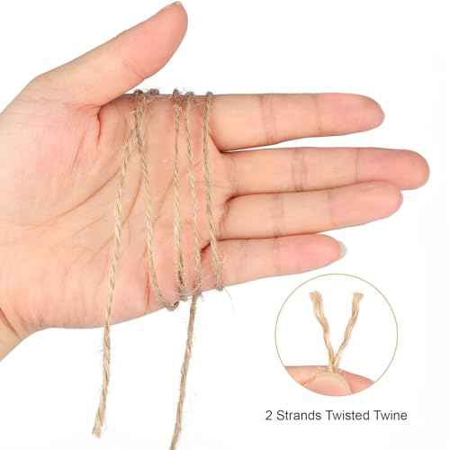 G2PLUS Natural Jute Twine, 1.5MM 984 Feet Gift Wrapping Twine String, 2 Ply Thin Brown Hemp String for DIY Arts & Crafts, Garden Plants, Crochet, Macrame, Christmas