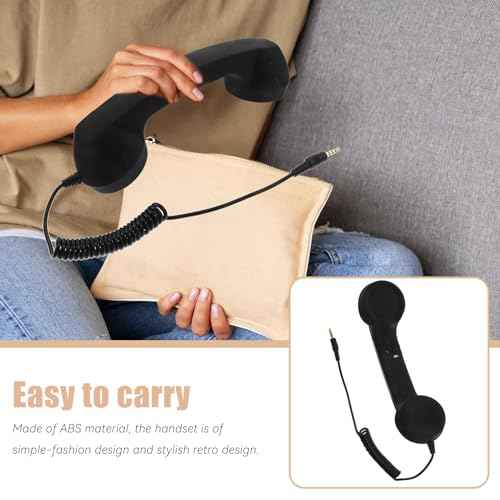 Classic Handset Ear Buds for Wired Headset Retro Headphones Old Phone 90s Phone Cord Headphones Phones for Home Retro Handset Scrunchies Black to Rotate Receiver Cell Phone