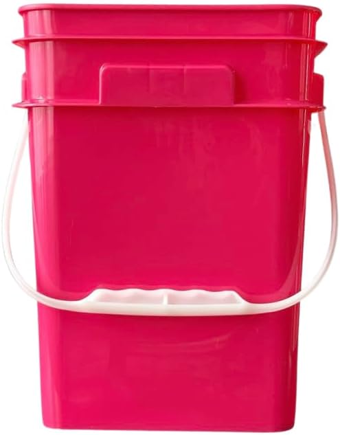 House Naturals 4 Gallon Square Food Grade Plastic Bucket with Lid, Made in USA (Pack of 2) BPA Free (Magenta)
