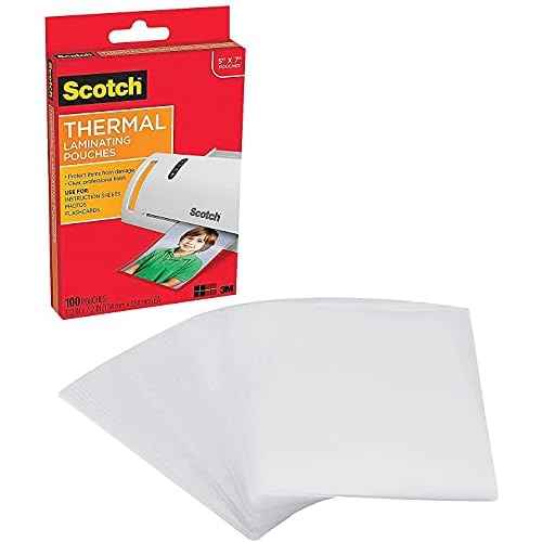 Scotch Thermal Laminating Pouches 5x7-inch, 5 Mil., Clear 100/PK