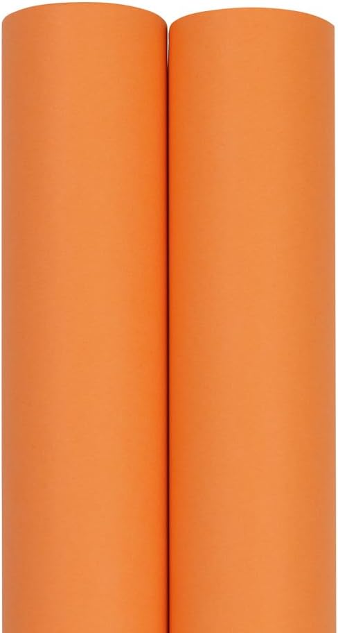 JAM Paper Gift Wrap - Matte Wrapping Paper - 52.6 Sq Ft Total (17 in x 18 Ft Each) - Matte Orange - 2 Rolls/Pack
