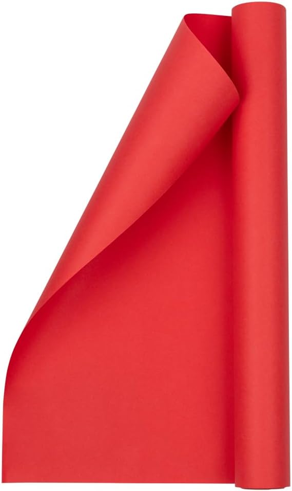JAM Paper Gift Wrap - Matte Wrapping Paper - 26.3 Sq Ft (17 in x 18 Ft) - Matte Red - Roll Sold Individually