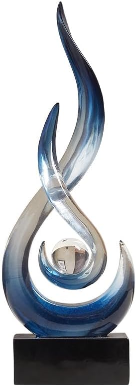 Modern Abstract Art Table Decoration,Resin Flame Statue Modern Centerpiece Ornaments for Living Room Great Gift Idea Home Decor,Collectibles (Bule)