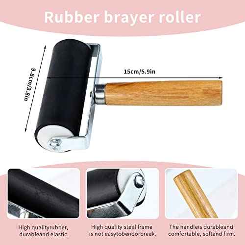 4 Pack Rubber Block Stamp Carving Blocks with Cutter Tools and Rubber Brayer Roller for Printmaking and More Crafts