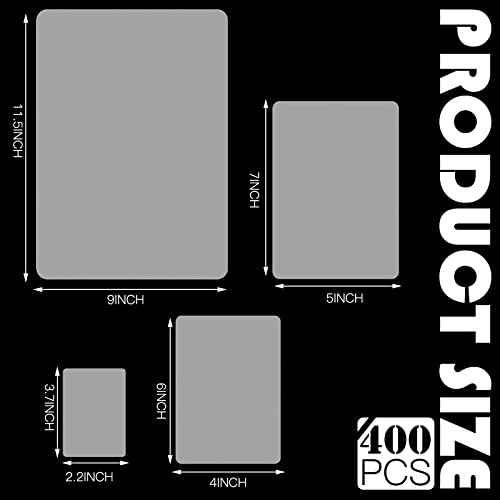 400 Pack Clear Thermal Laminating Pouches 3mil Laminating Sheets Plastic Paper Laminator Pouches, 9 x 11.5'', 5 x 7'', 4 x 6'', 2.2 x 3.7''
