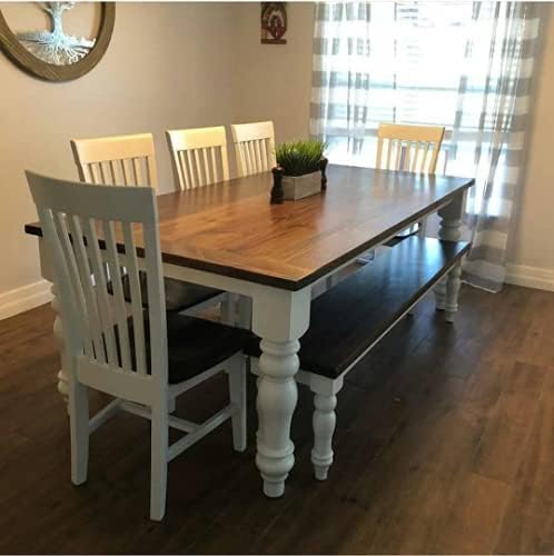 DESIGN 59 Chunky Hardwood Unfinished Farmhouse Dining Table Legs Set of 4 Turned Legs