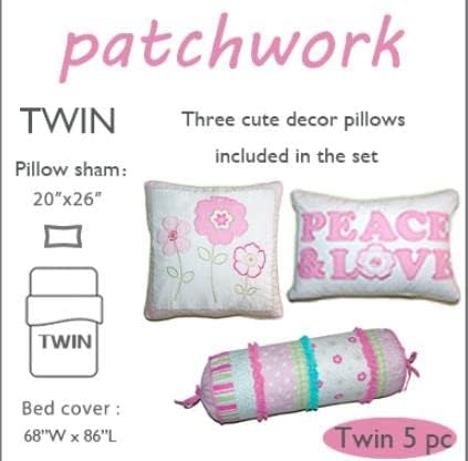 Cozy Line Home Fashions Pink Greta Pastel Polka Dot Flower Girl 100% Cotton Reversible Quilt Bedding Set, Coverlet, Bedspread (Greta Pastel, Twin - 5 Piece: 1 Quilt + 1 Sham + 3 Decor Pillows)