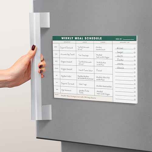 Weekly Magnetic Meal Planner & Tear Off Grocery List - 7 x 10 Inch Menu Planner Notepad for Fridge - Grocery Shopping List Notepad ?Dinner List for Refrigerator - (Large Planner with 60 Sheets - 7 x