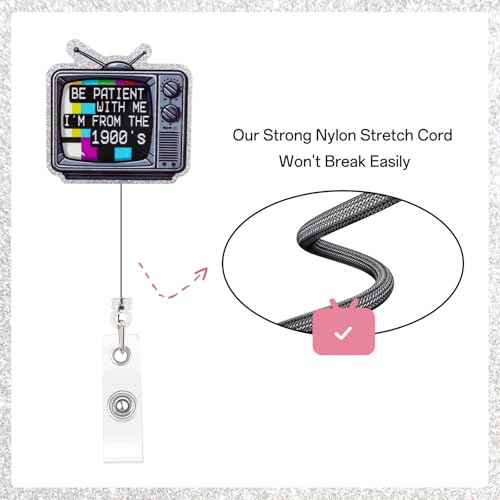 Funny Nurse Badge Reel Cute Nursing TV Badge Reel Retractable Be Patient with Me I'm from The 1900's Id Card Holder with Clip for Doctor Medical Worker Healthcare Nurse Gifts