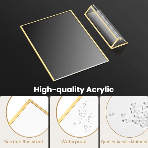 Acrylic Sign Holder 8.5X11 Gold Frames Double-Sided Gold Picture Frames Flyer Holder for Menu Holder Wedding Table Number Holder Photo Frames with Double Sided Stickers-3 Pack