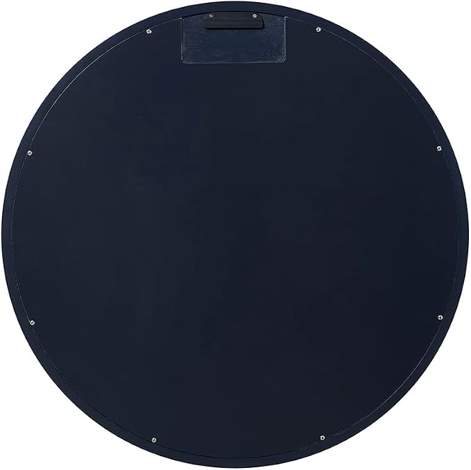 ARIEL Round Wooden Mirror 24" in Midnight Blue, Wood Circle Wall Mirror for Bathroom, Vanity, Entryway & Living Room Decor, Farmhouse Style